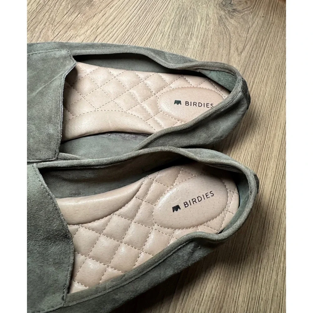 Birdies‎ The Starling Women Olive Green Suede Loafers Smoking Slippers Size 9